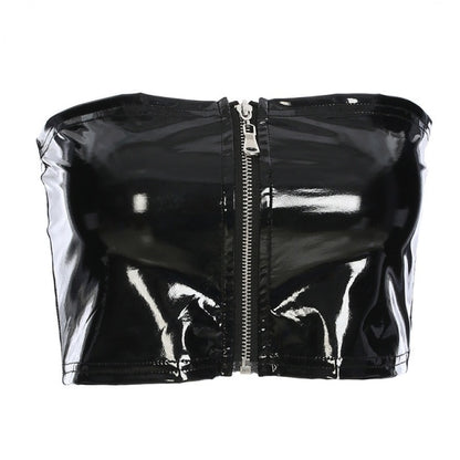 Wet Look Zipper Bandeau